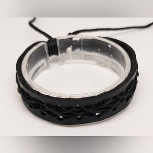 Men's‎ bracelet leather braided black new e72